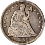 1843 Liberty Seated Silver Dollar. OC-1. Rarity-1. VF-25 (PCGS).