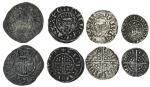 Miscellaneous, medieval silver coinage (4), short cross Pennies (2), Richard I or John, class 4b, Ca