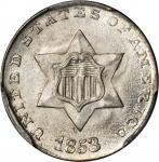 1853 Silver Three-Cent Piece. MS-66 (PCGS).
