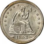 1853/4 Liberty Seated Quarter. Arrows and Rays. Briggs 1-A, FS-301. MS-65 (NGC).