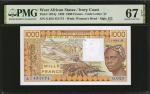 1990-2002年西非国家中央银行1000、5000及10000法郎。三张。WEST AFRICAN STATES. Lot of (3). Banque Centrale. 1000, 5000 