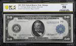 Fr. 1050. 1914 $50 Federal Reserve Note. Chicago. PCGS Banknote Choice About Uncirculated 58.