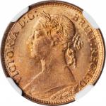 GREAT BRITAIN. Farthing, 1881-H. Heaton Mint. Victoria. NGC MS-64 Red Brown.