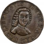 (1766) William Pitt LIBERTATIS VINDEX Medal. Betts-521. Pinchbeck, 33 mm. AU Details--Bent (PCGS).