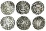 Henry VII (1485-1509), Halfgroats (3), London, type IIICa/b, 0.95g, m.m. lis, henric di gra rex angl