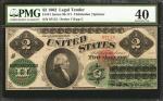Fr. 41. 1862 $2 Legal Tender Note. PMG Extremely Fine 40.