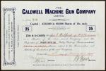 Australia: Caldwell Machine Gun Co. Ltd., a pair of certificates for 25 shares and 50 shares of 10 s