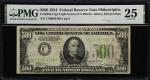 Fr. 2201-Clgs. 1934 Light Green Seal $500 Federal Reserve Note. Philadelphia. PMG Very Fine 25.
