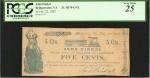 Bridgewater, Virginia. John Dinkel. Feb. 22, 1862. 5 Cents. PCGS Very Fine 25. Small Edge Tear at To