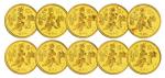 1997年迎春图系列纪念金币1/10盎司一组10枚 完未流通