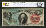 Fr. 18. 1869 $1 Legal Tender Note. PCGS Banknote Gem Uncirculated 65 PPQ.