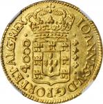BRAZIL. 4000 Reis, 1722-R. Rio de Janeiro Mint. Joao V. NGC MS-63.