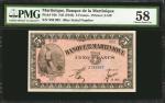 MARTINIQUE. Banque de la Martinique. 5 Francs, ND (1942). P-16. PMG Choice About Uncirculated 58.
