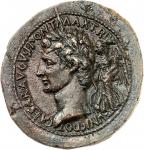 EMPIRE ROMAIN - ROMANAuguste (27 av. J.-C. - 14 ap. J.-C.). Dupondius (?), frappe sur un flan de méd