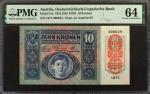 AUSTRIA. Oesterreichisch-Ungarische Bank. 10 Kronen, 1915 (ND 1919). P-51a. PMG Choice Uncirculated 