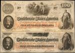 T-41. Confederate Currency. 1862 $100. Lot of (2). Choice Very Fine to About Uncirculated.
