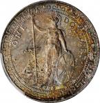 1908-B年英国贸易银元站洋一圆银币。孟买铸币厂。 GREAT BRITAIN. Trade Dollar, 1908-B. Bombay Mint. Edward VII. PCGS MS-66+