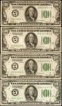 Lot of (4) Fr. 2150-B. 1928 $100 Federal Reserve Notes. New York. Very Fine.