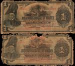 HAITI. Lot of (2) Banque Nationale de la République dHaiti. 1 Gourde, 1916-19. P-137 & 140. Very Goo