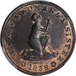 1838 Am I Not A Woman. HT-81, Low-54. Rarity-1. Copper. 28 mm. MS-65 RB (PCGS).
