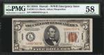 Fr. 2302. 1934A $5  Hawaii Emergency Note. San Francisco. PMG Choice About Uncirculated 58.