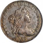 1797 Draped Bust Silver Dollar. BB-71, B-3. Rarity-2. Stars 10x6. EF Details--Repaired (PCGS).