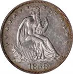 1858-O Liberty Seated Half Dollar. AU-55 (NGC).