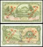 Land Bank of China, uniface obverse and reverse specimen of 10 Yuan, 1926, Shanghai, serial number 0
