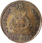 1787 (ca. 1860) Fugio Copper. "New Haven Restrike." Newman 104-FF, W-17560. Rarity-3. Brass. MS-64 B