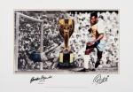世界足坛巨星贝利、班克斯 双人亲笔签名照片