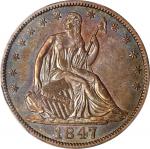 1847 Liberty Seated Half Dollar. WB-8. Rarity-4. AU-55 (PCGS). CAC.