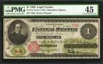 Fr. 17a. 1862 $1 Legal Tender Note. PMG Choice Extremely Fine 45.