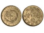 1906年江苏省造光绪十文白铜样币和普通币各一枚，九尾龙