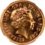 GREAT BRITAIN. Sovereign, 2002. Llantrisant Mint. Elizabeth II. NGC MS-68.