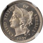1877 Nickel Three-Cent Piece. Proof-66 Cameo (NGC).