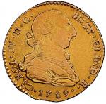 GUATEMALA, Guatemala City, gold bust 2 escudos, Charles IV transitional (bust of Charles III, ordina