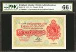 FALKLAND ISLANDS. Government of the Falkland Islands. 5 Pounds, 1975. P-9b. PMG Gem Uncirculated 66 