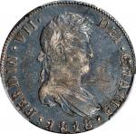GUATEMALA. 8 Reales, 1818-NG M. Nueva Guatemala Mint. Ferdinand VII. PCGS AU-50.
