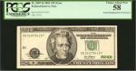 Fr. 2087-B. 2001 $20  Federal Reserve Note. New York. PCGS Currency Choice About New 58. Partial Mis