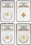 Lot of (4) Mint State California Gold Charms. Octagonal. Indian / Wreath. (NGC).