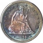 1874 Liberty Seated Quarter. Arrows. Proof-67 (PCGS).