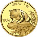 1999年熊猫纪念金币1盎司 NGC MS 69 China (Peoples Republic), gold 100 yuan (1 oz) Panda, 1999, large date plai
