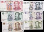 1990至2005年中国人民银行壹至 壹佰圆。六张。(t) CHINA--PEOPLES REPUBLIC. Lot of (6). Peoples Bank of China. 1 to 100 Y