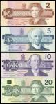 Bank of Canada, a partial set of the 1986-91 Birds of Canada issues, including $2, $5, $10, $50, $2,
