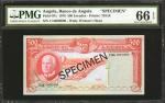 ANGOLA. Banco de Angola. 500 Escudos, 1970. P-97s. Specimen. PMG Gem Uncirculated 66 EPQ.