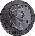 SPAIN. 8 Maravedis, 1837. Segovia Mint. PCGS Genuine--Surfaces Smoothed, Unc Details Secure Holder.