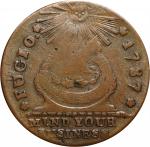 1787 Fugio Copper. Club Rays. Newman 3-D, W-6680. Rarity-3. Rounded Ends. Fine.