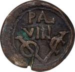 1646-90年荷属印度8文。普利卡特铸币厂。INDIA. Dutch India. Pulicat. 8 Cash, ND (ca. 1646-90). Pulicat Mint. NGC VF-3