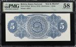 BOLIVIA/Chile - Two-Country Note. Lot of (2). Banco Nacional de Bolivia. 5 Bolivianos, ND (ca. 1873)