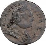 1775 Contemporary Counterfeit Halfpenny. George III English type. Simian Family. Choice Very Fine.
